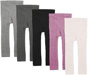 5 Pack Baby Little Girls Ankle Cable Knit Leggings Pants Kids Footless Tights Stocking, 5 Packs, 2-4 Years