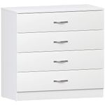 Vida Designs White Chest of Drawers, 4 Drawer Metal Handles Runners Anti-Bowing Support Furniture