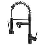 FORIOUS Kitchen Faucet, Black Kitchen Faucet with Sprayer, Commercial Kitchen Sink Faucet, with Two Spout Kitchen Faucet