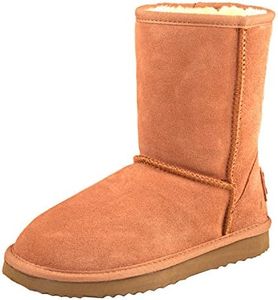 Shenduo Women Short Boots Winter Faux Fur Lined Warm Snow Boots Classic Mid-calf 6UK DA5825 Chestnut 40EU