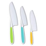 AKlamater Kitchen Safety Knives for Kids, Children's Cooking Knives in 3 Sizes & Colors/Firm Grip, Serrated Edges for Vegetables, Fruits, Salad, Cake