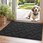 Biscpro Door Mat 50x80 cm, Indoor DoorMat Washable, Doormat Dirt Trapper Non-slip, Absorbent Inside Entrance Rug Floor Mat for Entryway, Patio, Garden, laundry Room,Pets and Dogs - Dark Grey