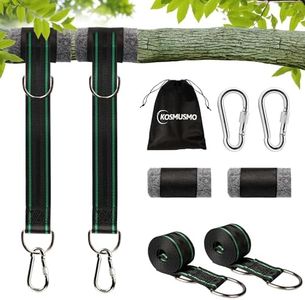 KOMUSMO 10FT Tree Swing Hanging Straps Kit, Extra Long 2 Tree Hanging Straps+2 Heavy Duty Carabiners+2 Tree Protectors+Carry Bag, Durable Camping Hammock Tree Straps Holds 3200 lbs, Combined 20FT