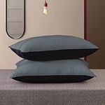 Cloth Fusion Microfiber Bed Pillow Set of 2 Soft Pillows for Sleeping (Black & Grey, 17x27 Inches)