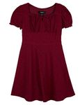 Amy Byer Girls' One Size Short Sleeve Fit and Flare Eyelet Dress, Sunset Wine, S