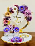 Unique Palette Beautiful Engaged Purple Ring Platter Customized Couple Name Engagement Wedding Ring Platter