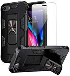 DMDMBATH for iPhone SE 2022 Case with Screen Protector Dual Layer Rugged Bumper iPhone SE 2020 Case with Magnetic Built in Kickstand Case for iPhone SE 2022 Case/iPhone SE 3 Case/iPhone SE 2020 Case/iPhone 8 Case/ iPhone 7 Case/ iPhone 6 Case (4.7 inch）(Black)