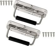 2Pcs Stainless Steel Folding Spring Handle for Toolbox Suitcases Equipment Cabinet Pull Drawer Knobs Hardware Accessories,Free Screws (2Pack, Size :140mm)