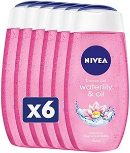 Nivea Waterlily & Oil Shower Gel in Pack of 6 x 250 ml, Fresh and Gentle Shower Foam, Gel Formula Enriched with Oil Beads and Water Lily Fragrance