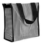 Marine Pearl Waterproof Premium Fabric Tote Lunch Bag for Men & Women Office Picnic (Black & White)