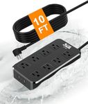 Outdoor Power Strip Weatherproof, Waterproof Surge Protector with 8 Wide Outlet with 3 USB Ports, 10FT Extension Cord,1875W Overload Protection,Outlet Extender for Christmas Lights ETL Listed Black