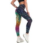 Cerburny Leggings for Women Tummy Control High Waisted Yoga Pants Gym Workout Athletic Spandex Leggings, Neon Leopard, Medium