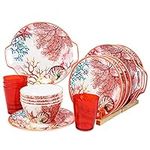 DAPOTO Melamine Dinnerware Set for 4-16 Pcs:Camping Dishes Set with Dinner Plates,Salad Plates,Cups and Bowls.Lightweight and Unbreakable.Indoor and Outdoor Use.