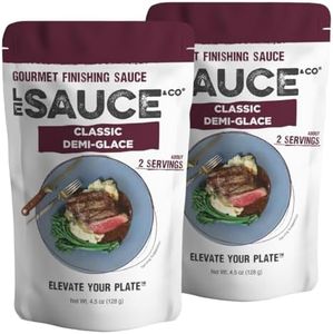 Le Sauce & Co. Gourmet Classic Demi-Glace Sauce 2-pack, Gluten Free Steakhouse Quality Gourmet Finishing Sauce, Steak Sauce, Brown Demi Glace, Brown Gravy, Pork Chops, Chicken, Mushrooms, Steak Seasoning w/Whole Food Ingredient Sauces Packets Brown Glaze Gravy