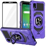 Ailiber for Cricket Debut Smart Phone Case, Cricket Debut Smart Case with Screen Protector, Ring Kickstand for Magnetic Car Mount, Military Grade Shockproof Protective Cover for Debut Smart-Purple