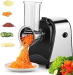 Electric Cheese Grater, 250W Upgraded 5 in 1 Professional Cheese Grater Electric Vegetable Slicer, Rotary Electric Slicer/Spiralizer for Veggies, Grated Carrots - Effortless and Efficient Grating