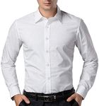 PAUL JONES Men's Slim Fit Basic Button Down Dress Shirts (3XL, White)