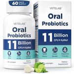VeteLab Oral Probiotics for Mouth Bad Breath - 11 Billion CFU Chewable Probiotics for Teeth & Gums, Dry Mouth, Gum Restore, Fresh Breath, Chronic Halitosis & Gut Health, 60 Lozenges