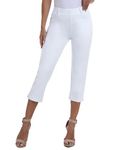 MoFiz Women's Capris Lightweight Stretchy Outdoor Athletic Hiking Golf Pants Causal Yoga Dress Capri Pants with Pockets White