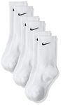 Nike Everyday Cushion Crew Training Socks, Unisex Nike Socks with Sweat-Wicking Technology and Impact Cushioning (3 Pair), White/Black, Large