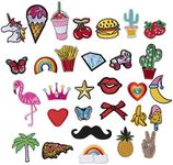 Assorted Iron On Patches for Clothing, Embroidering (30 Pieces)