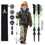 Lightweight Collapsible Kids Hiking Poles - Retractable Kids Hiking Stick, Telescoping Aluminum Trekking Poles 2 Pack, Adjustable Ski Pole by Croosse