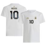 adidas Lionel Messi #10 Argentina National Team Men's Player Name & Number T-Shirt, White, XXL