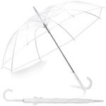 Liberty Imports Large Clear Umbrella, Rain Windproof Transparent Auto Open Long Stick Umbrella for Photo Prop Travel Outdoor Events