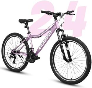 Ecarpat 24 Inch Mountain Bike, V Brakes 21 Speeds Women Female Bike, Steel Frame and Suspension Fork, Adult and Teens Sport Bicycle for Urban Trail Snow Commuter Purple