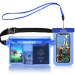 ivoler Waterproof Pouch Bag + Phone Case, Waterproof Case Dry Bag for Beach,Swim,Boating,Kayaking,Hiking,Protects Iphone Phone, Camera, Cash,Passport, Document from Water, Sand, Snow, Dust- Blue