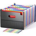 ABC life 26 Pockets Expanding File Folder Accordion File Organiser with Mesh Bag,Portable Rainbow A4 Size Document Filing Box, Accordian Expandable Paper/Bill/Receipt Storage Bag with A-Z Colored Tabs