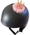 3T-SISTER Helmet Crown Crystal Golden Crown with Pink Lace for Ski Helmet Bicycle Helmet Motorcycle Helmet Anywhere Reusable Design (Helmet Not Included)