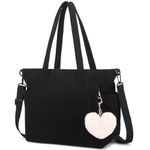 Makukke Corduroy Totes Bag Women - Shoulder Hobo Bag Handbags Crossbody Bag Big Capacity Shopping Purses (Black)