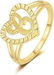 RLMOON Gold Initial Ring for Women Vintage Initial Heart Love Ring Non Tarnish 14K Gold Plated Personalized Carved Letter C Statement Ring Size 7 Jewelry Gifts