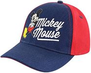 Disney Baseball Cap, Mickey Mouse Adjustable Toddler 2-4 Or Boy Hats for Kids Ages 4-7, Blue/Red