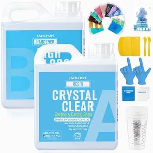 72oz Crystal Clear Epoxy Resin Kit Casting and Coating for River Table Tops, Art Resin,Jewelry Projects, DIY,Tumblers, Molds, Art Painting with 12 Mica Powders, 10×8oz Clear Measuring Cup