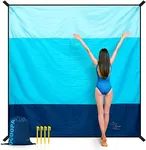 OCOOPA Extra Large Beach Blanket, Sand Free, Large Oversized Camping Mat, Comfortable Parachute Nylon, Cozy& Chic, Compact& Light, 4 Stakes&1 Travel Bag, S09