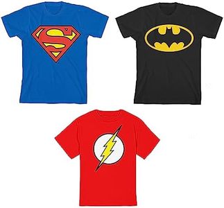 Bioworld DC Superhero Logos Youth 3-Pack Crew Neck Short Sleeve T-Shirts Multicolored