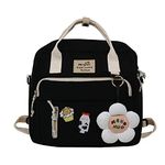 Cute Backpack Kawaii School Supplies Laptop Bookbag, Back to School and Off to College Accessories, Black, Large, Laptop