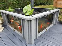 Lotus Clear View Garden Aquarium - Square Raised Garden Pond with Windows (Light Grey)