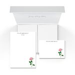 Me Loovely Personalised Writing Stationery Gift Set of Letter Paper, Flat Note Cards and Envelopes Customized Floral Writing Supplies for School Home & Office | Christmas Gifts