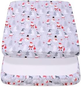 Cloele Christmas Square Playard/Playpen Fitted Sheets Perfect for 36 X 36 Portable Playard Mattresses - Square Pack and Play Crib Sheets - Ultra Soft Polyester Snowman Fitted Playpen Sheet for Baby