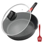 Bobikuke 28cm Nonstick Deep Frying Pan with Lid, Skillet Frying Pan for Cooking with Removable Handle, Dishwasher Safe, Oven Safe, PFOA Free, Compatible with All Stovetops