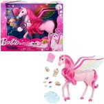Barbie A Touch of Magic Pegasus, Pink Pegasus with Pink Hair and Rainbow Wings, Lights and Sounds, Toy Puppy, 10 Toy Accessories, Toys for Ages 3 and Up, One Barbie Pegasus, HLC41