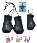 SPEED FROG Keep Calm Car accessories for men interior mens driving gifts for him, Car hanging Mirror Mini Boxing Gloves & Keyring Gift SET, fun decorations just passed driving test new car (Black)