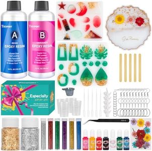 Teexpert Epoxy Resin Kits for Beginners, 8.8OZ Crystal Clear Epoxy Resin Starter Kit with Jewelry Coaster Earring Resin Moulds, Pigments, Resin Accessories, Gift Box, Complete Casting Resin Jewellery Making Kit for Art & Craft