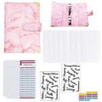 A6 PU Leather Budget Binder with Cash Envelopes Bill Planner, Money Organizer - Expense Budget Sheets with Zipper Envelopes and Sticker Labels. (Pink)