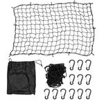 DEDC Rear Cargo Net Adjustable Super Heavy Duty Luggage Bungee Net for Trunk Bed, Jeep, SUV, Trailer, Van Storage Trailer Snowmobile Secure Loads for Pickup Truck Bed with 12PCS Hook 1.2M x 1.8M