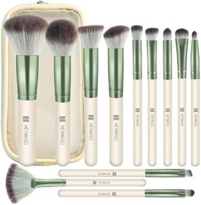 HEYMKGO Makeup Brushes, 12 Pcs Professional Makeup Brush Set Premium Synthetic Foundation Powder Blush Concealer Blending Eyeshadow Lip Eyebrow Make Up Brushes Kit with Travel Bag