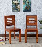Shreya Decor Solid Sheesham Wooden Dining Chair Set of 2 | Study Chair with Cream Cushion for Dining Chair & Office Chair | Dining Room Set | Living Room | (Urbon Honey)